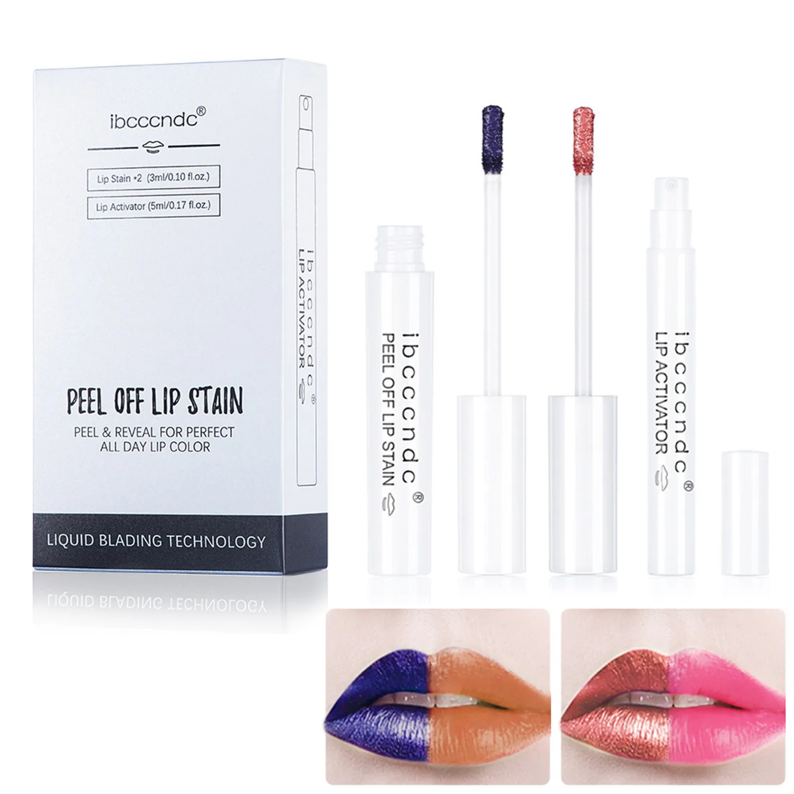 

2Pcs Long Lasting Lip Stain Tint Waterproof Peel Off Lipstick Set For WomenLiquid Blading Lips Kiss-proof Lip Gloss For Girls