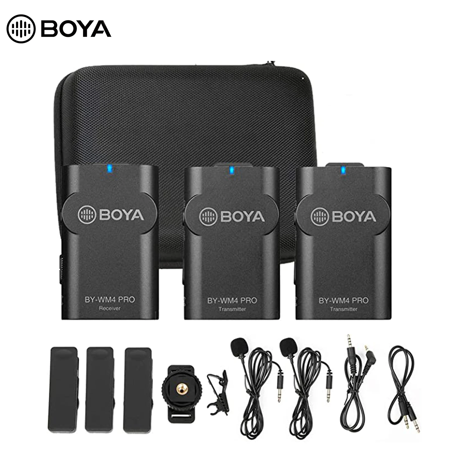 

2.4G Wireless Lavalier Microphone System BOYA WM4 PRO(K2) Lapel Clip-on Mini Wireless Mic For Canon Nikon Smartphone Vlogging