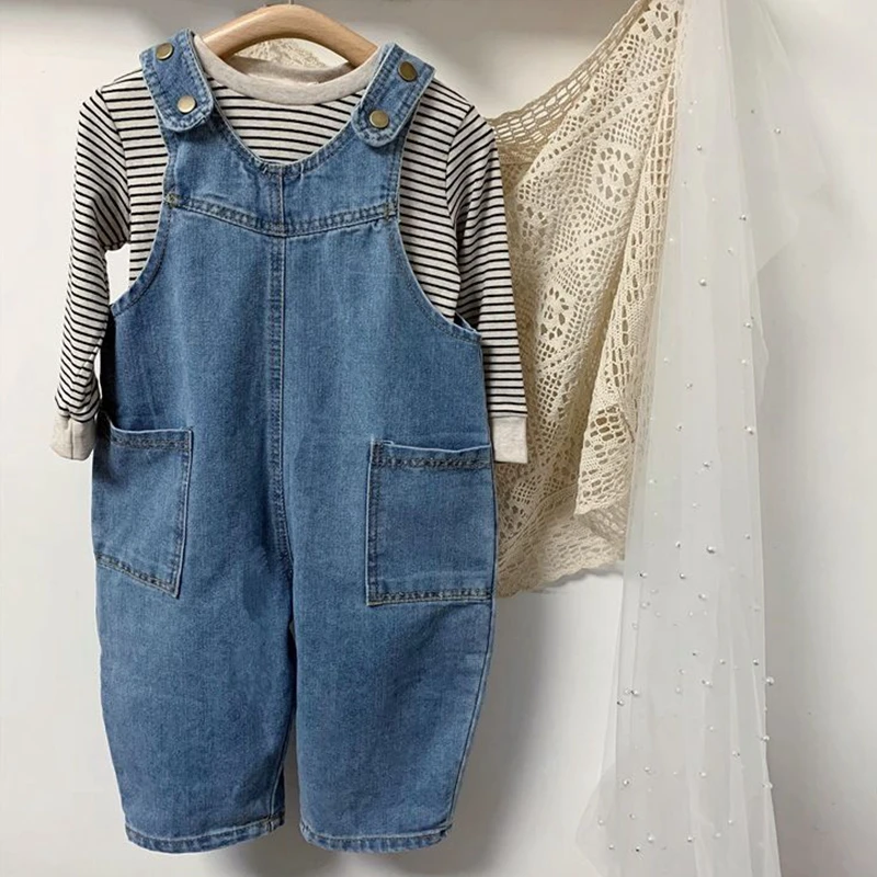 

Girls Boys Denim Overalls Baggy Pants Kids Jeans Jumpsuits Clothes Cargo Pants Jeans Overalls For Children Winter Fall Spring