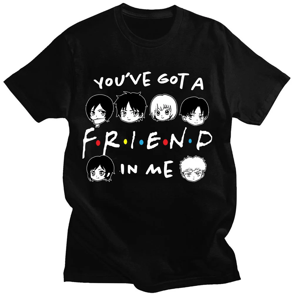 

Anime Attack on Titan Friends Print T Shirt Men Shingeki No Kyojin Eren Yeager Graphic T-shirt Manga T-shirts Unisex Streetwear