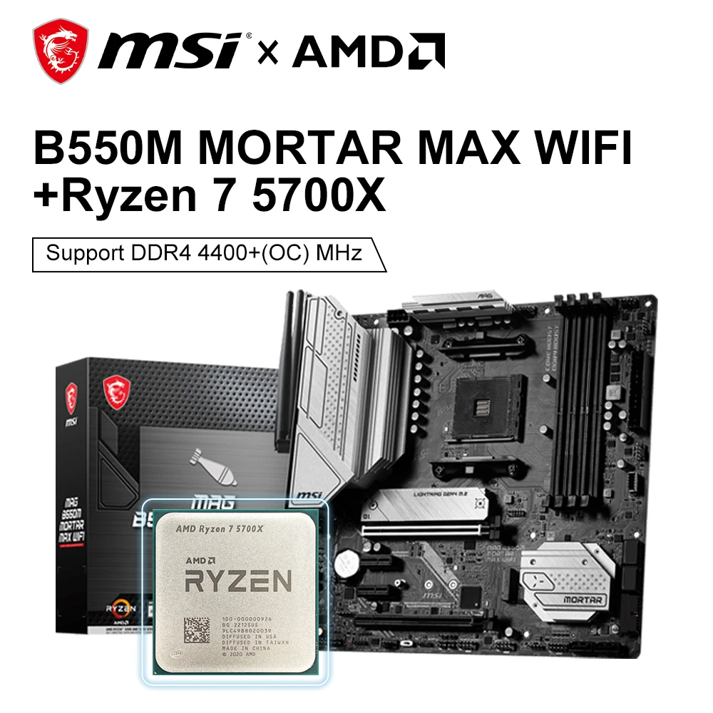 

Материнская плата MSI MAG B550M, максимальное расстояние + AMD Ryzen 5700X DDR4 4400(OC) МГц 128G Wi-Fi 6E, разъем AM4, микроatx