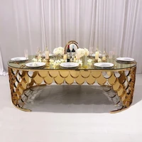 luxury oval marble dining table gold stainless steel fish scale wedding table for home hotel restaurant furniture