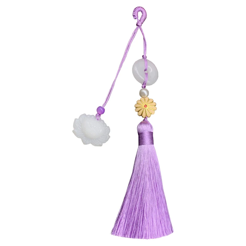 

Hanfu Ornaments Overlapping-Weight Tassel Fringe Pendant Vintage Chinese Style Peace Buckle Lotus Pendant Chinese Style