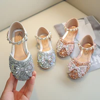 girls sandals 2022 summer fashion kids covered toe princess shoes children bow rhinestone crystal shoes for party chic