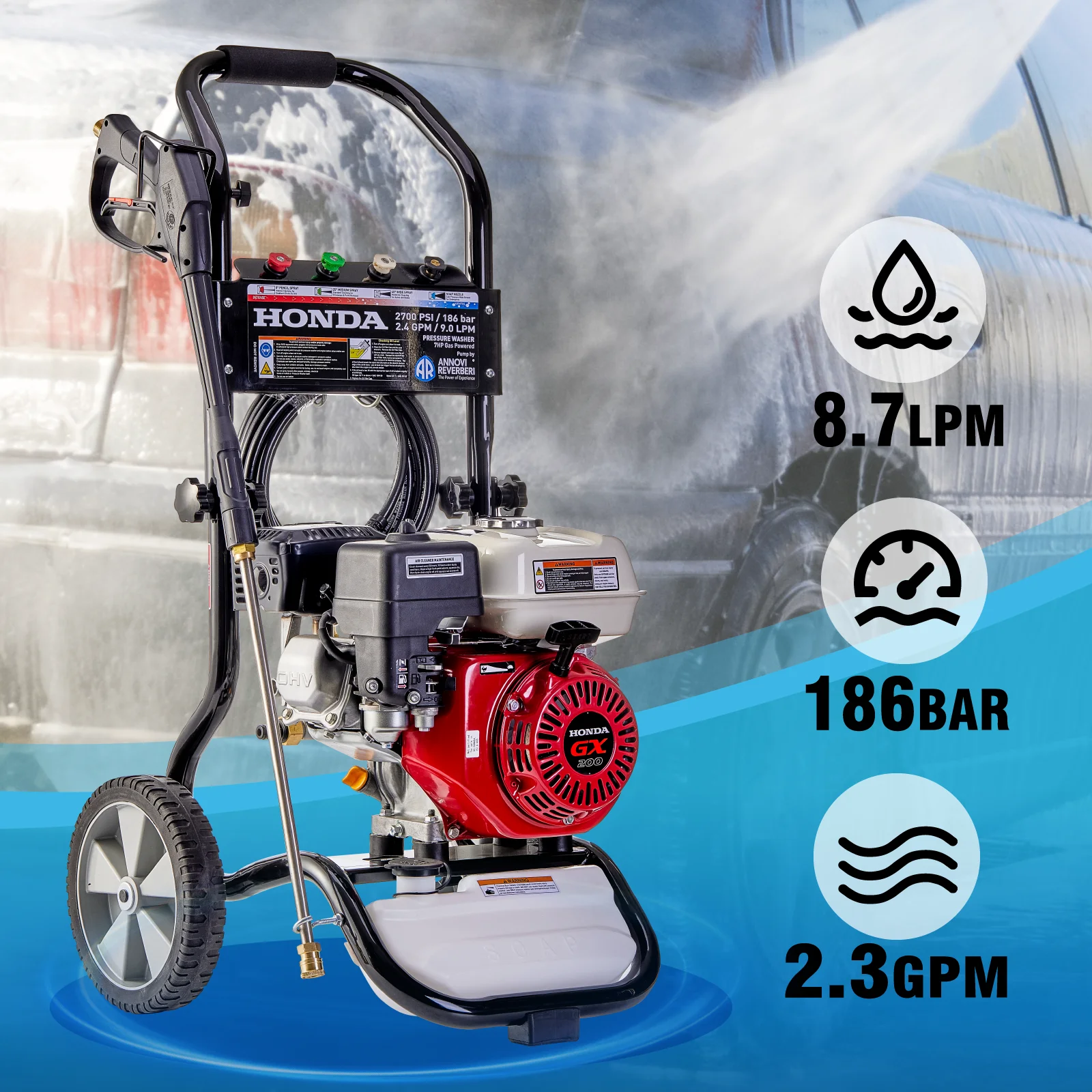 Бензиновый насос высокого давления H0nda Power 2700psi/186bar с AR насосом GX160 стартер отдачи