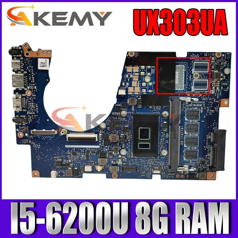 

UX303UA Motherboard For ASUS UX303UB UX303U UX303UA Laptop Motherboard original notebook 8G MOMERY I5-6200U CPU 100% Test