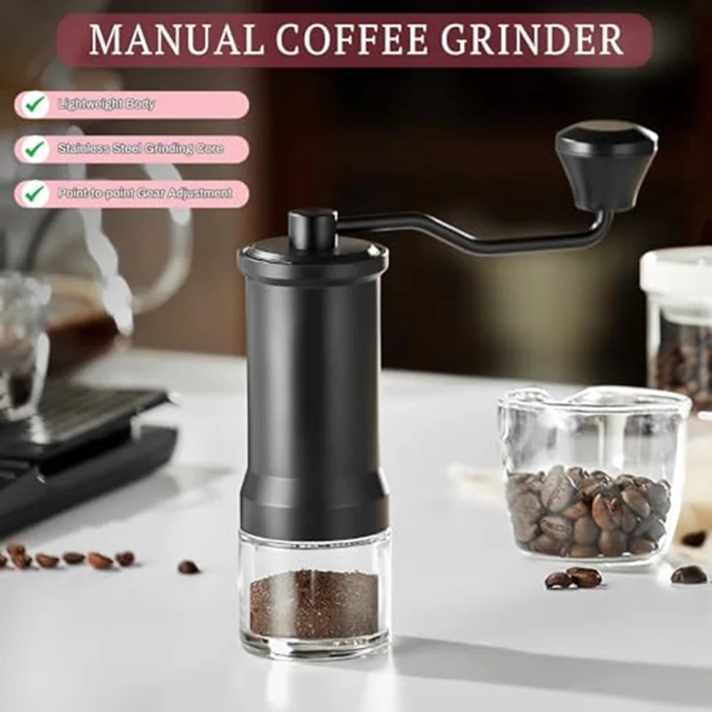 Ручная кофемолка-ручная кофемолка из нержавеющей стали и матовый черный
