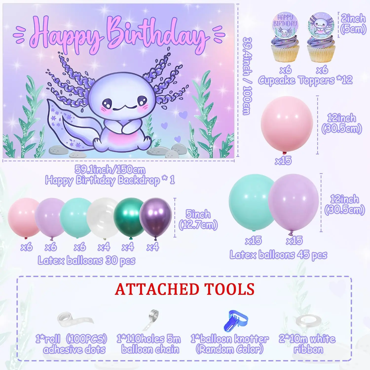 FANGLELAN Axolotl тематическая вечеринка на день рождения украшения фиолетовый