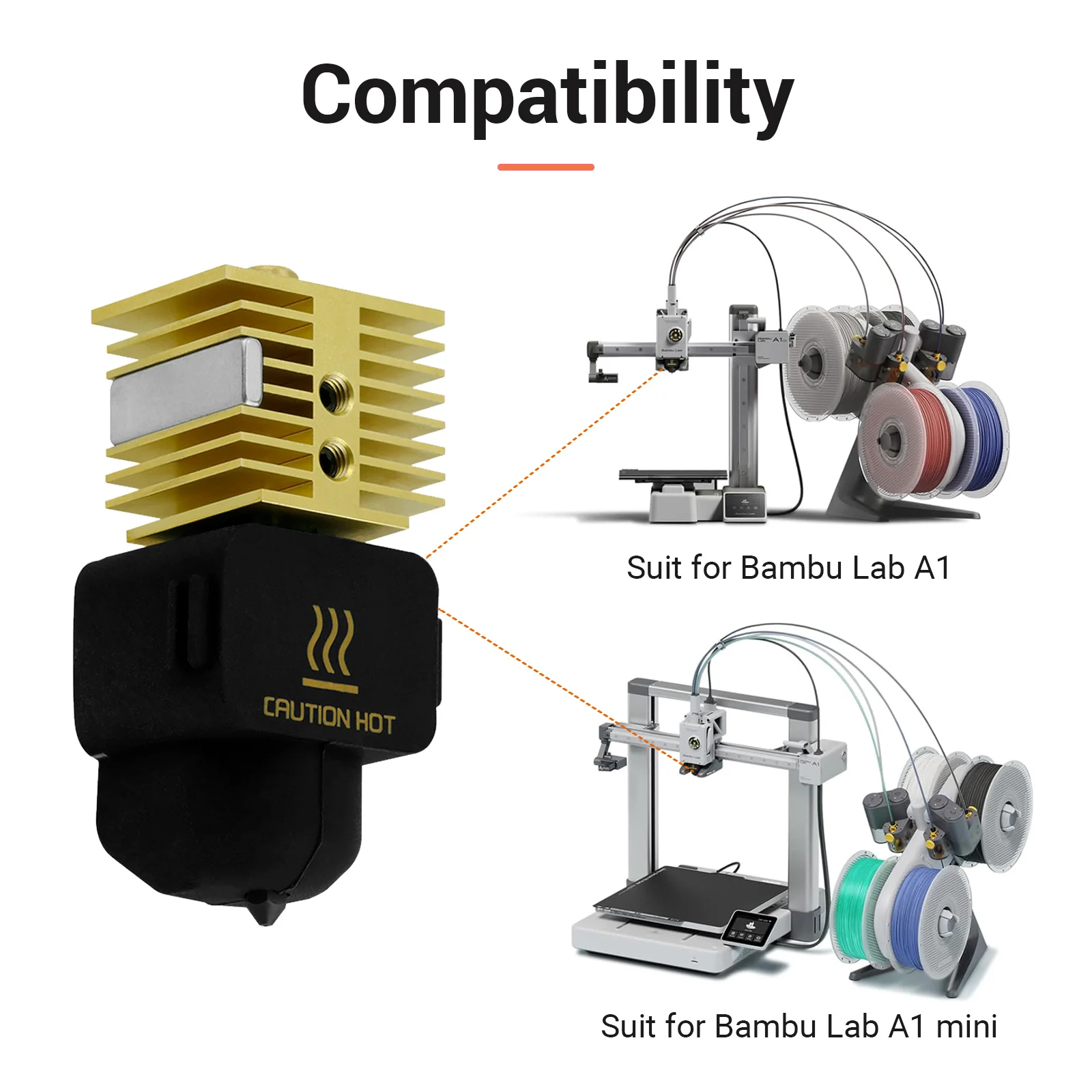 Комплект для модернизации хотэнда для 3D-принтеров Bambu Lab A1  A1 mini: латунный радиатор хотэнда с съемным соплом 0,4 мм, комплект хотэнда для A1 mini и A1 (art.: 3920dbdb64946) - 3920dbdb64946