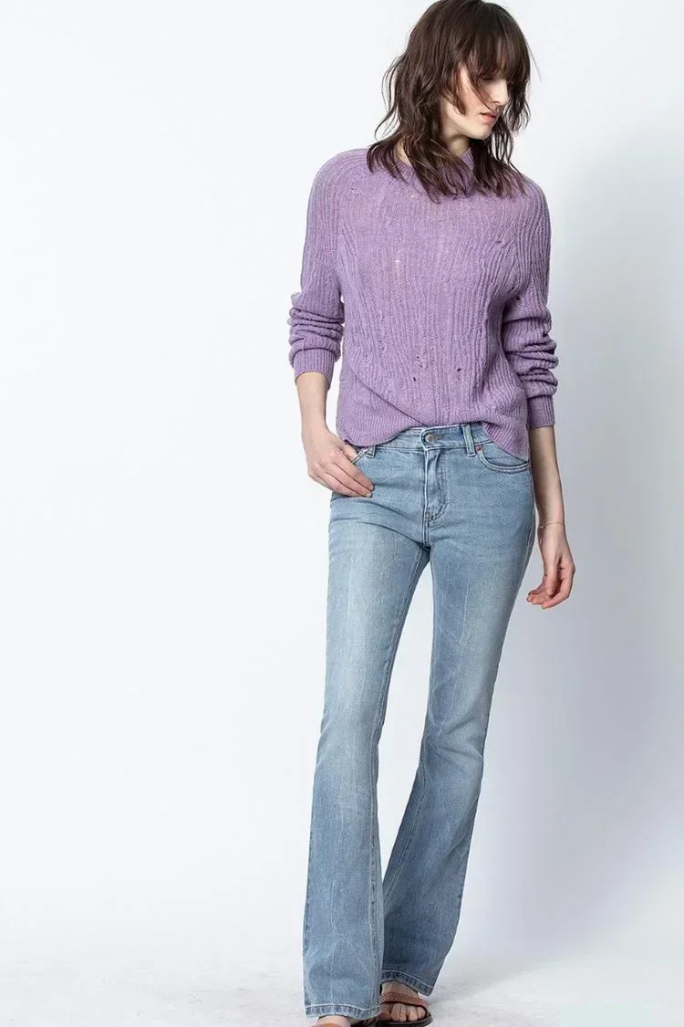 Осень и зима новый французский нишевый ZV женский вязаный крючком полый