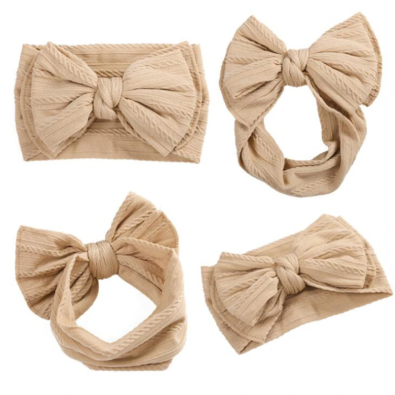 

5 шт./лот повязка на голову для новорожденных девочек эластичный вязаный детский тюрбан детский бант мягкий нейлоновый детский головной убо...