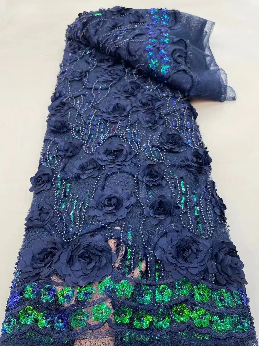

Роскошная розовая кружевная ткань ручной работы с бусинами и блестками, новейшая нигерийская кружевная Тюлевая ткань с вышивкой для свадебного платья