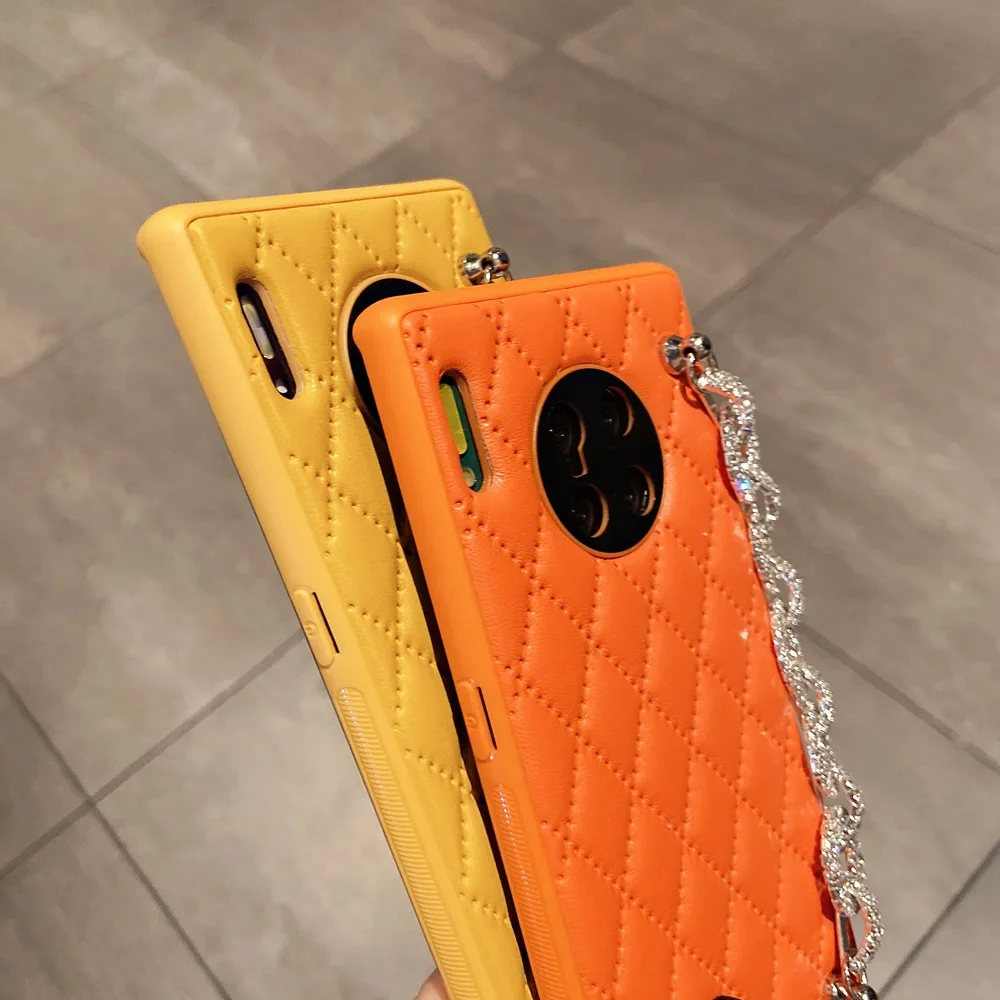 Чехол для Honor 60 Pro Женский чехол из искусственной кожи с браслетом и стразами Huawei 50