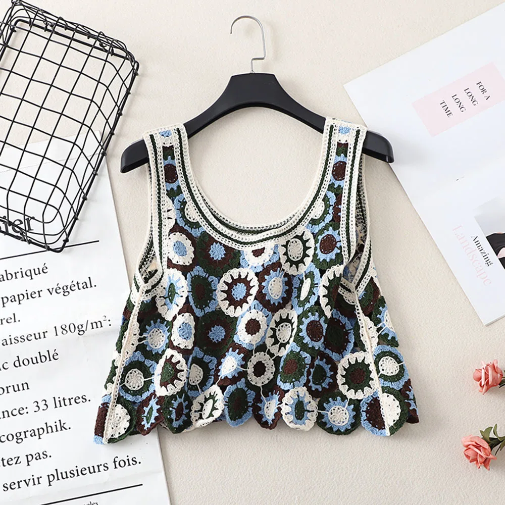 Топ женский летний в стиле бохо шикарная майка без рукавов футболка с цветочным