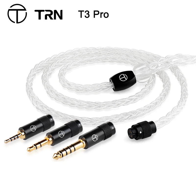 

TRN T3 PRO 8 Core Pure Silver Cable 2.5/3.5MM With MMCX/2PIN Connector Upgraded Wire Earphones Cable For TRN VX PRO BAX MT1 PRO