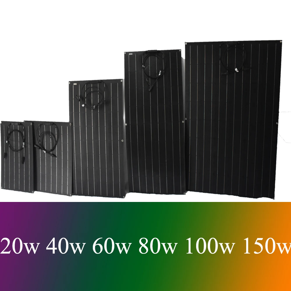 

20W 40W 60W 80W 100w 120w 150w 160w 18V Solar Panel Flexible ETFE Anti Corrosion Film Coating System Power Kit