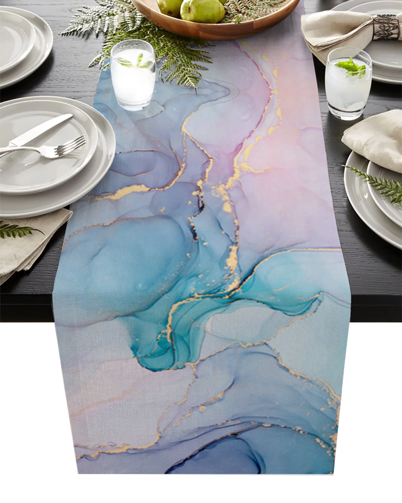 

Marble Turquoise Pink Table Runner Table Flag Home Party Decorative Tablecloth Table Runners For Wedding