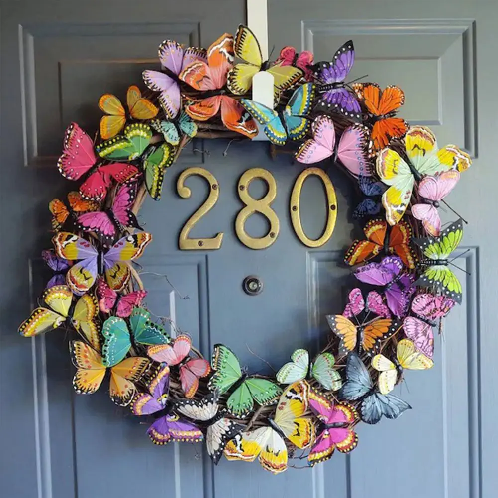 

Яркий и красочный венок с бабочками, красочные бабочки с круглым узором