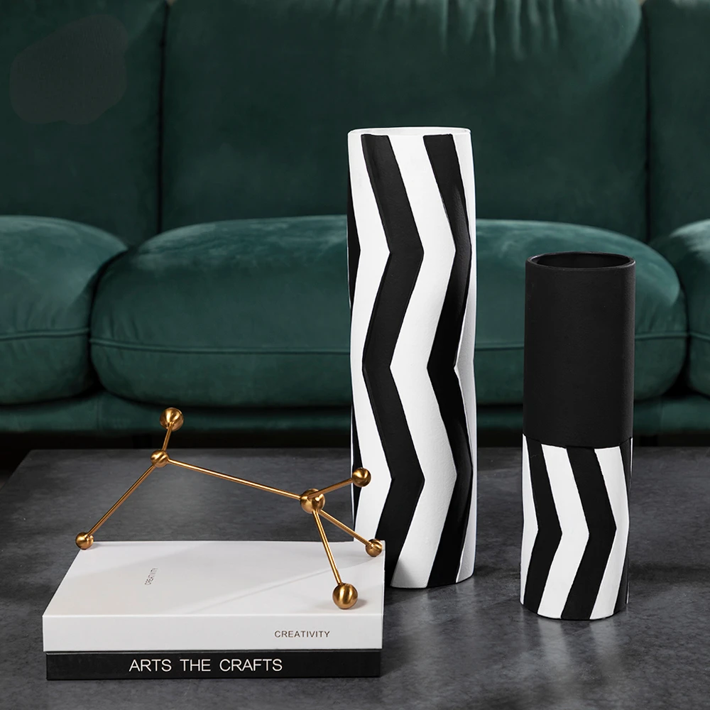

Home decor vases Black&White patten nordic design vase ceramic planter living room decor vases for home decor