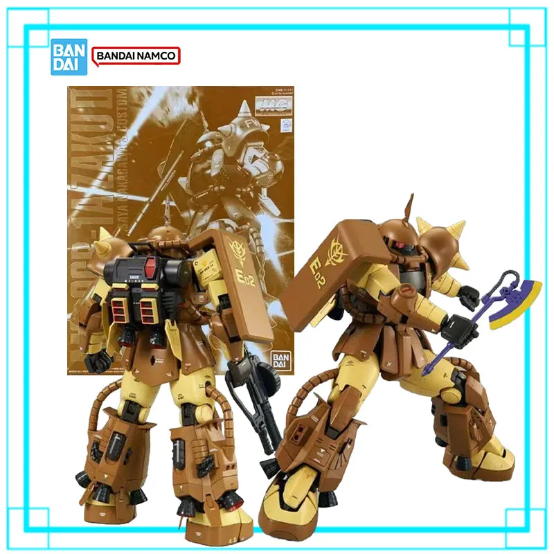 Фото В наличии: Bandai Gundam MG 1/100 MS-06R-1A ZakuⅡ, модель-конструктор, аниме-фигурка, коллекционные игрушки для мальчиков, подарок на день рождения. №1