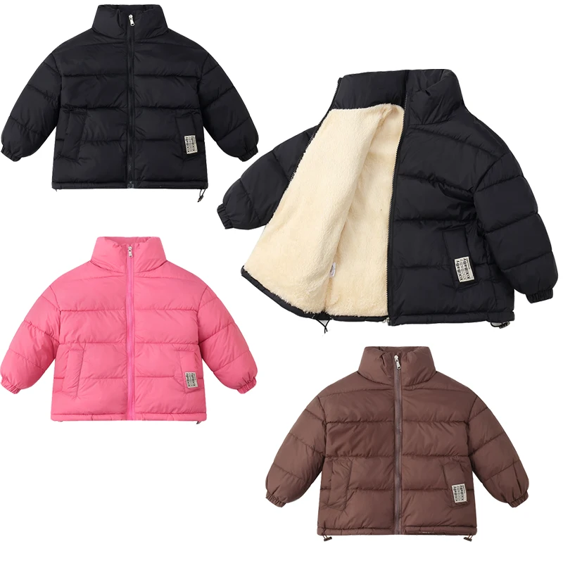 

Новинка 2023, зимняя детская хлопковая куртка с воротником-стойкой, Кашемировое теплое утепленное пальто для маленьких мальчиков и девочек, детская флисовая верхняя одежда