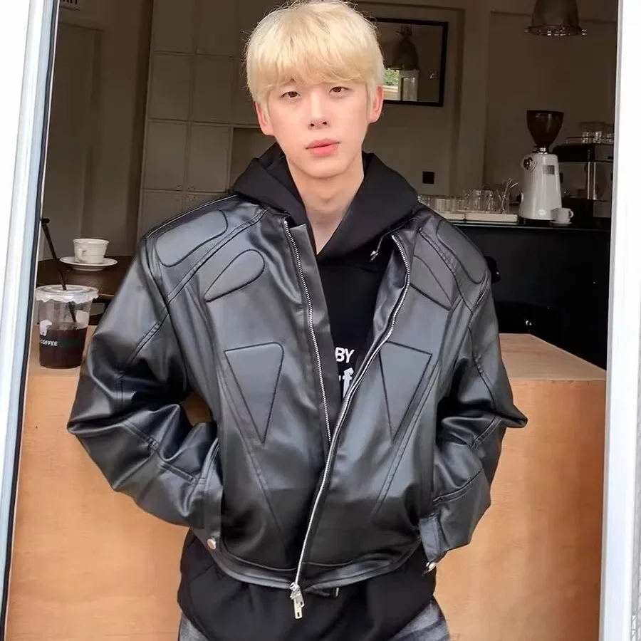 Высококачественная кожаная куртка в американском стиле для мужчин повседневная