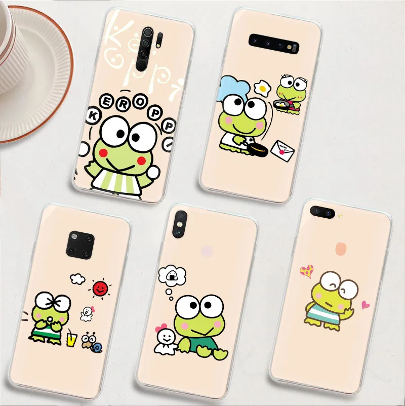 

LK6 Kero Kero Keroppi Transparent Hollowed-Out Case for Infinix Hot 11 11S 10 Lite 10I 10S 10T Play Note 9 8 8I Pro