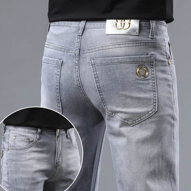 Мужские джинсы коллекции Лето 2024 тонкие модные женские роскошные эластичные