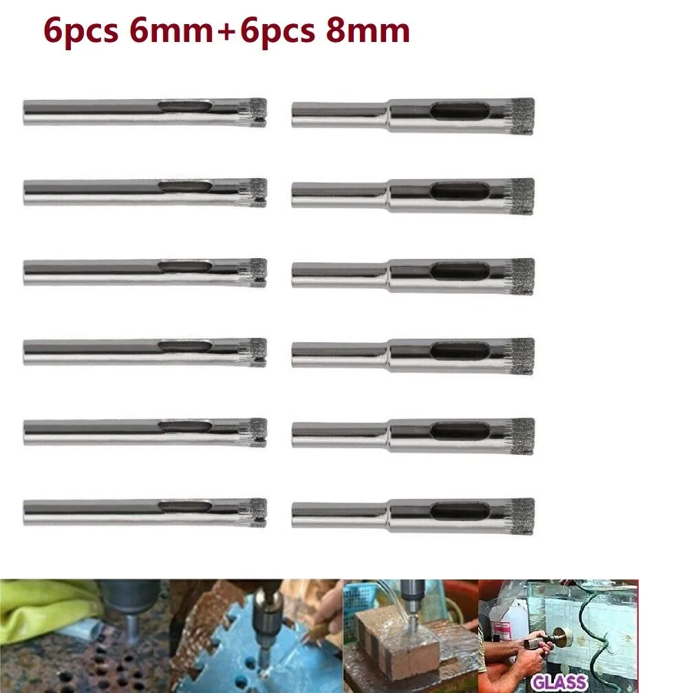 

12Pcs 6+8mm Diamond Cutter Hole Saw Drill Bit Tools Set For Tile Ceramic Glass 6mm Diamond Coated Drill Bit Holes Require Tools