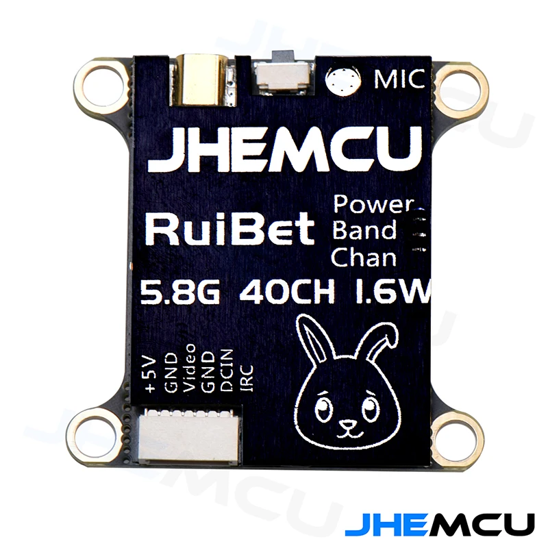 

JHEMCU RuiBet Tran-3016W 5.8G 40CH 1.6W PitMode Adjustable VTX Built-in Microphone 2-6S 30X30mm for RC Airplane FPV Long Range