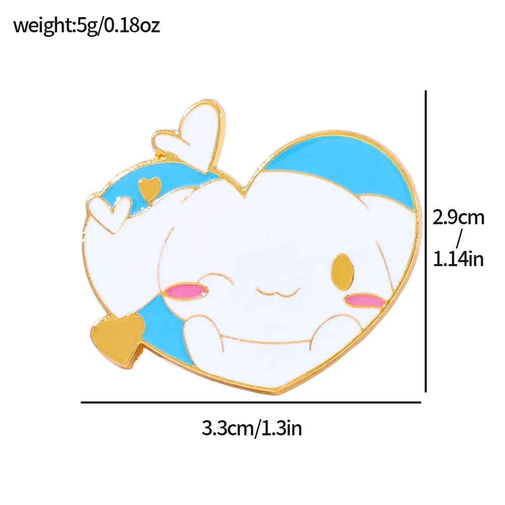 Фото Милый мультяшный мягкий металлический значок Sanrio с сердечком: Куроми, Май Мелоди, Синаморолл. Модная брошь из сплава в стиле Y2K. №2