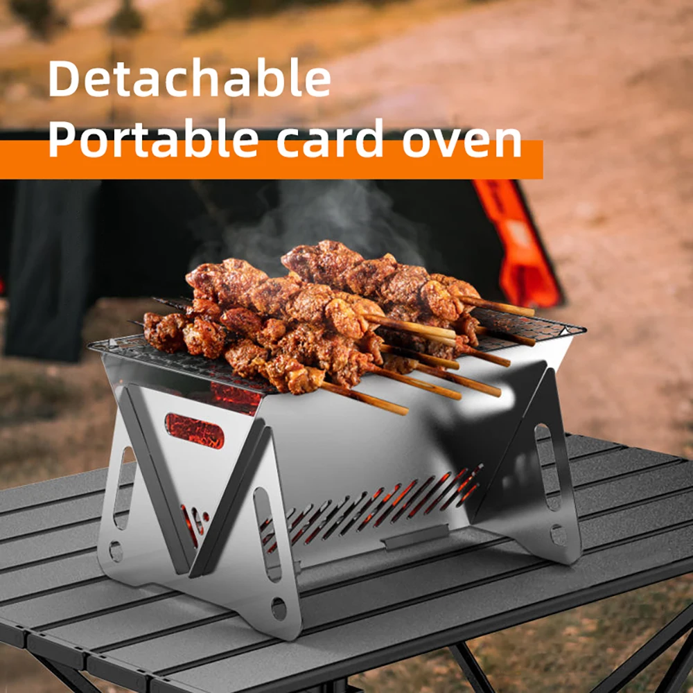 

Stainless Steel Incinerator Grill BBQ Charcoal Stove Outdoor Picnic Portable Folding Stove Camping Equipment Kitchen Supplies