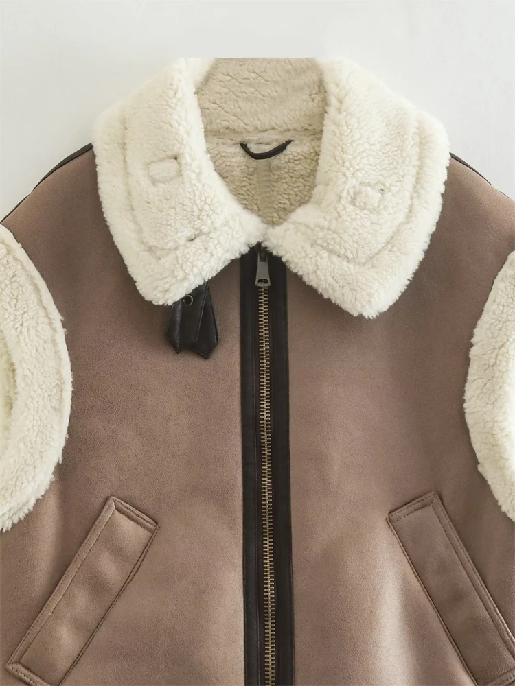 KEYANKETIAN Women's Fur one-piece thickened waistcoat Fall/winter new brown suede lapel sleeveless vest short coat