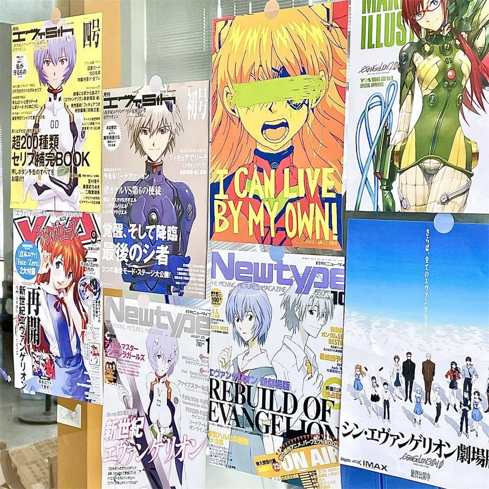 

Eva Ikari Shinji Asuka Langley Soryu Ayanami Rei Cute Cartoon Poster Neon Genesis Evangelion Wall Stickers Room Decoration Gifts