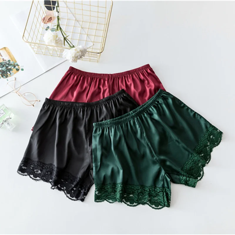 

Sexy Women Lingerie Shorts Summer Elastic Waist Sleep Bottoms Soft Lace Sleep Shorts Safety Short Pants Breathable Safety Shorts