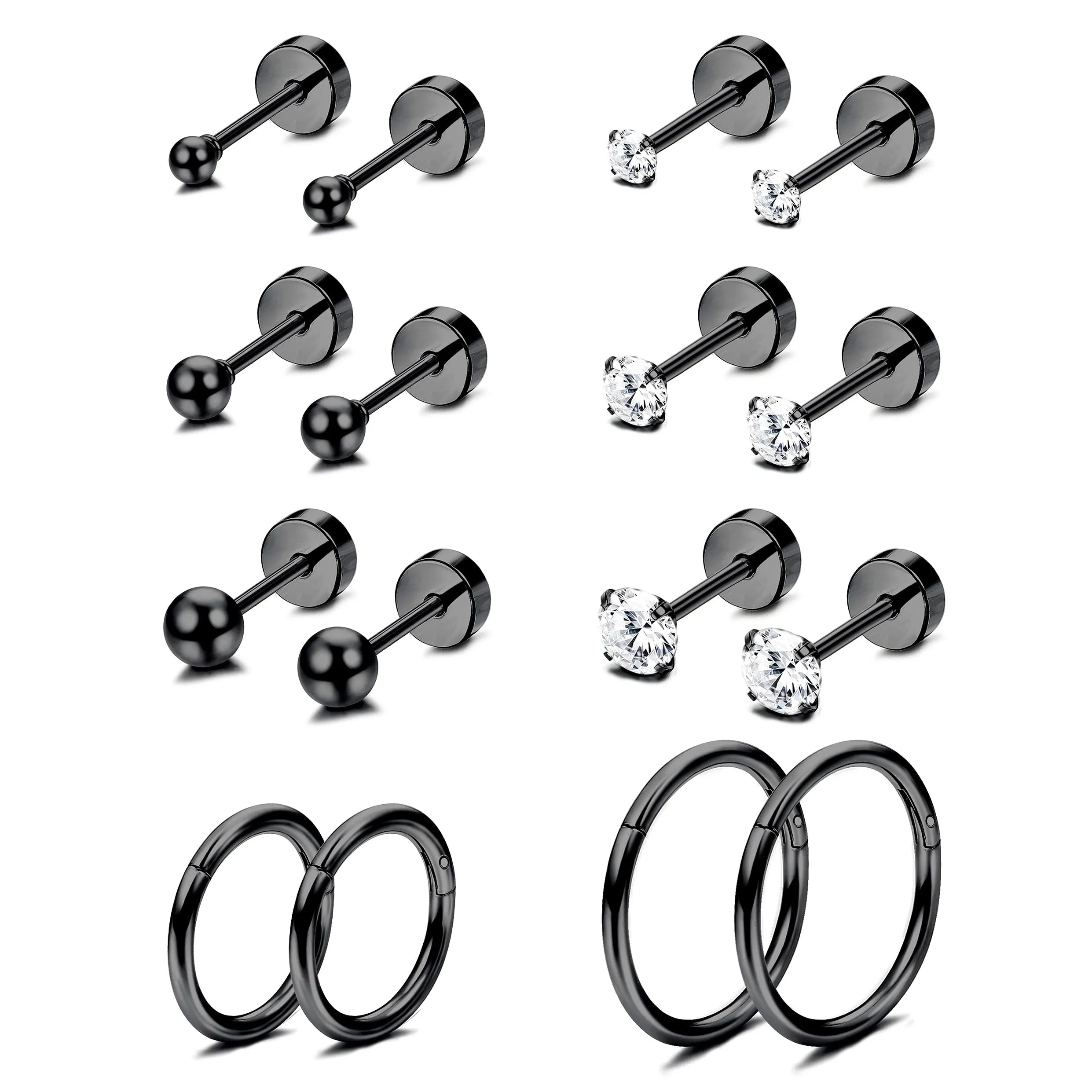 

8 Pairs Stainless Steel Tiny Cubic Zirconia CZ Ball Stud Earrings Set Small Helix Conch Cartilage Earrings Hoop Piercing Jewelry