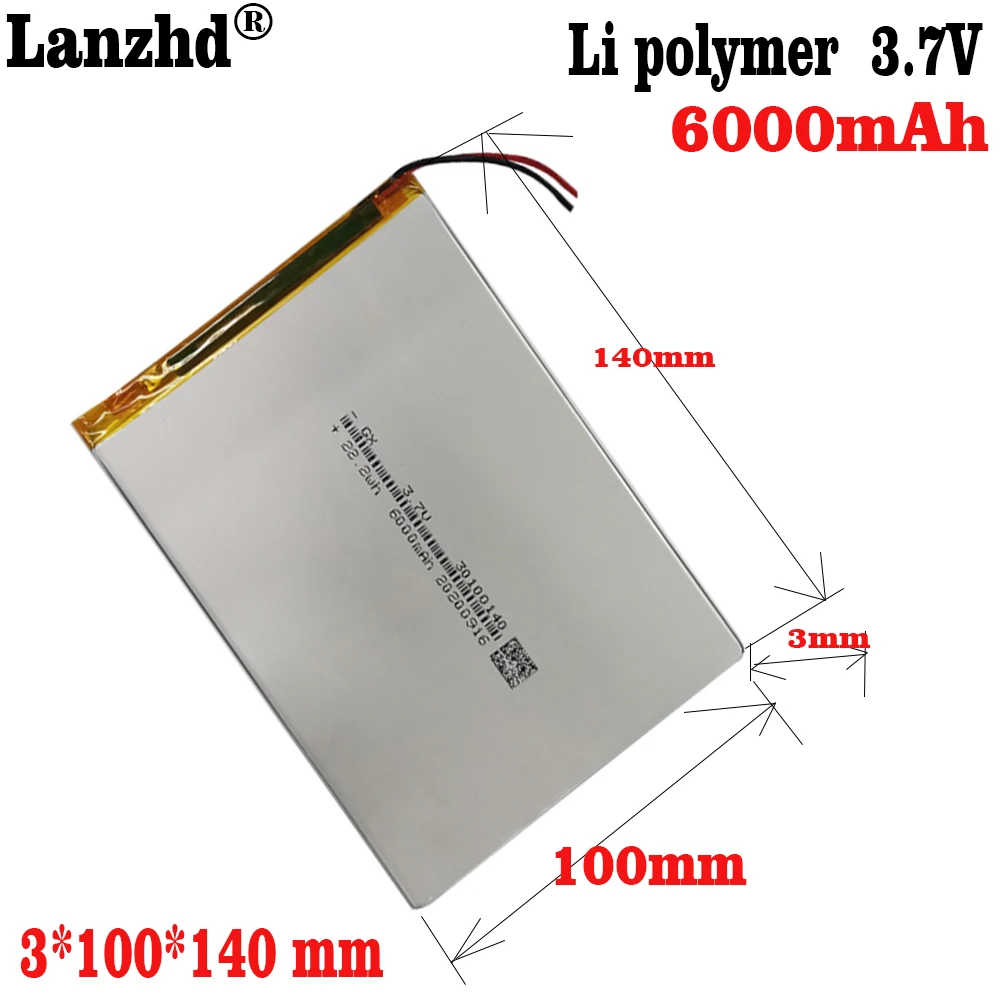 1-10pcs 3.7v Li Polymer lithium battery 30100140 6000mAh For Teclast M40  love landing PDA smart tablet computer 3.7v polymer