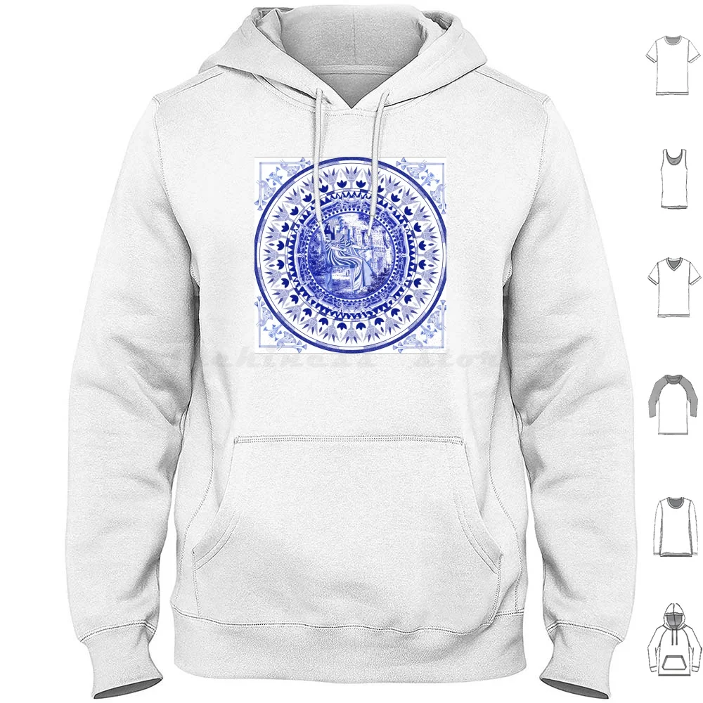 Egyptian Blue And White Nefertari ( Spode Inspired ) Hoodie 