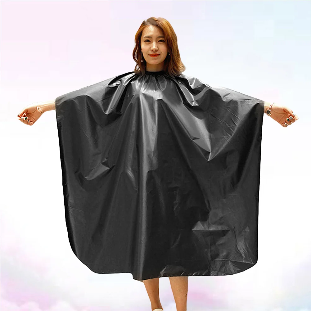 

Salon Client Waterproof Cloth Haircut Cape Hair Cutting Cloak Barber Cape Haircut Gown for Adults Men (Black)