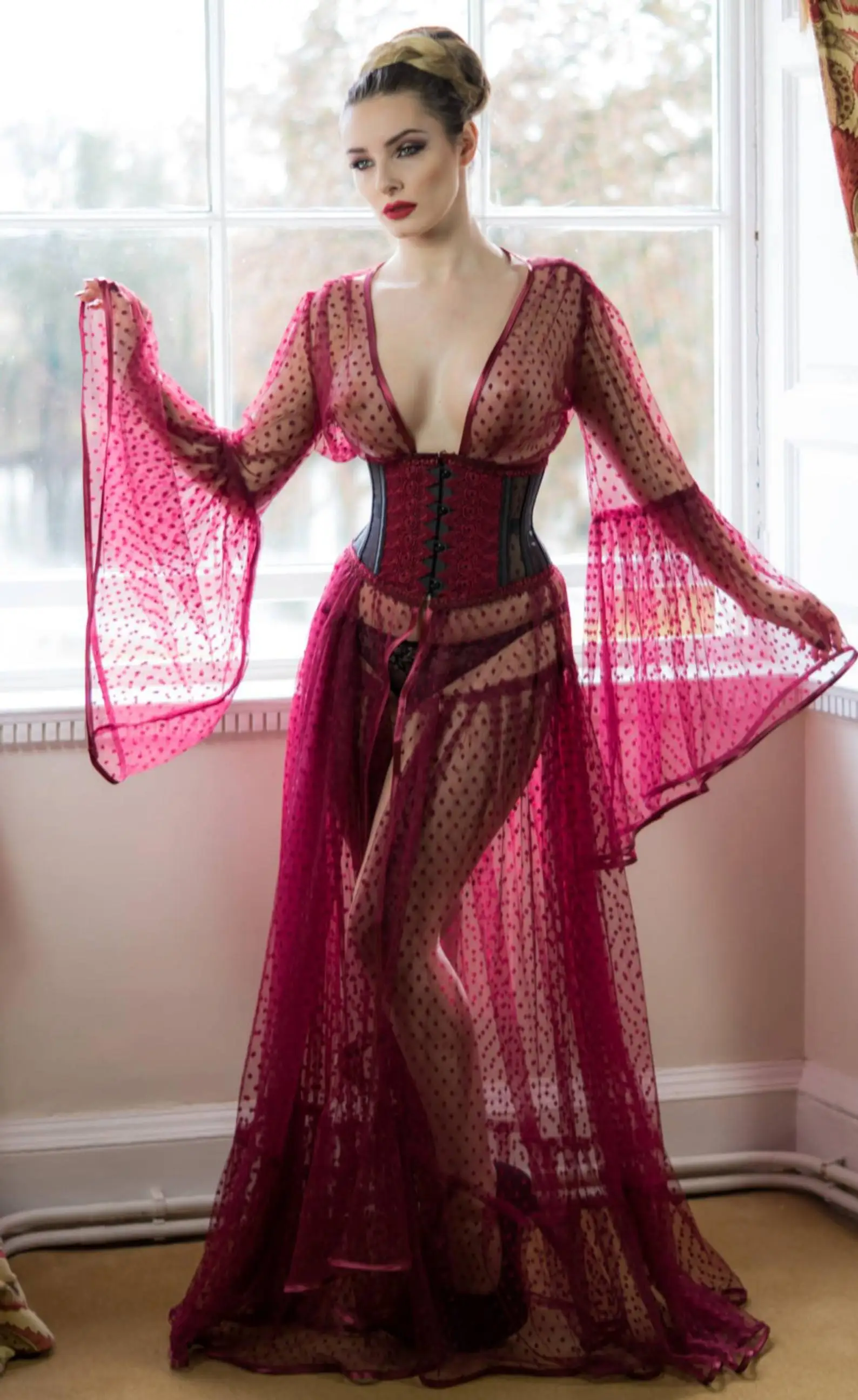 

New Sexy Lace Lingerie Sexy Ladies Ladies Red Bridal Homewear Kimono Robe Satin Lace Pajama Robe Mesh Honeymoon Robe