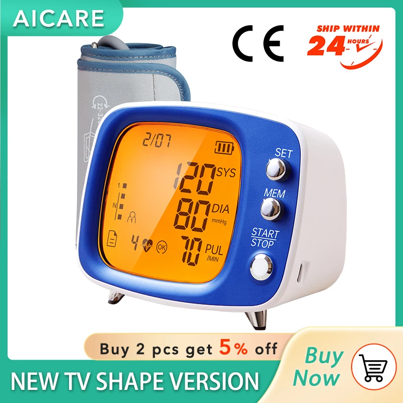 

AICARE Blood Pressure Monitor Upper Arm Automatic Tonometer Digital Blood Pressure Meter BP Medical Sphygmomanometer Pulse