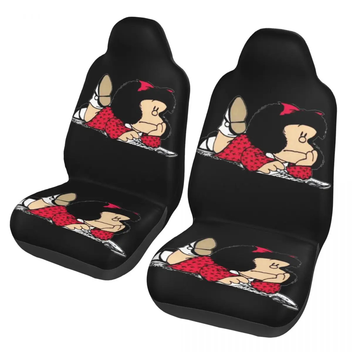 

Mafalda Universal Auto Car Seat Covers Fit Any Truck Van RV SUV Argentine Cartoon Quino Comic Bucket Seat Protector Cover 2 PCS