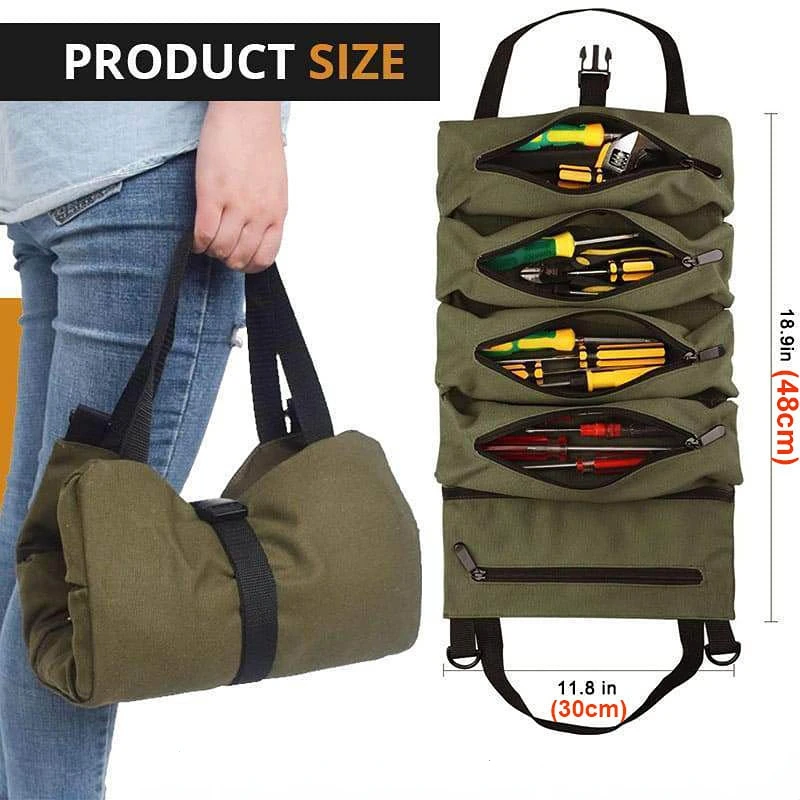 

Working Tool Bag Roll Tool Roll Multi-Purpose Tool Roll Up Bag Wrench Roll Pouch Hanging Tool Zipper Carrier Tote Сумка
