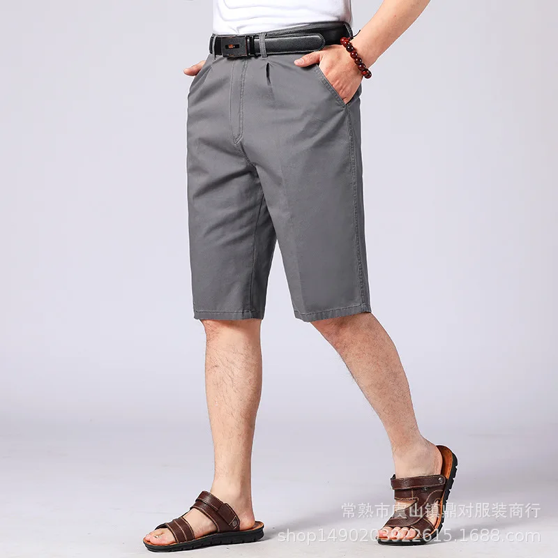 2022 Brand Men's Shorts Middle-Aged and Elderly Cotton Seven-Point Pants Men Shorts High Waist Deep Loose Comfort Shorts