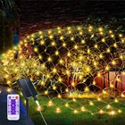 Сетчатый светодиодный светильник на солнечной батарее, 3x2 м, 192 светодиодов, уличный садовый светильник для рождества, праздника, вечеринки, внутреннего дворика, волшебный светильник, декоративная лампа
