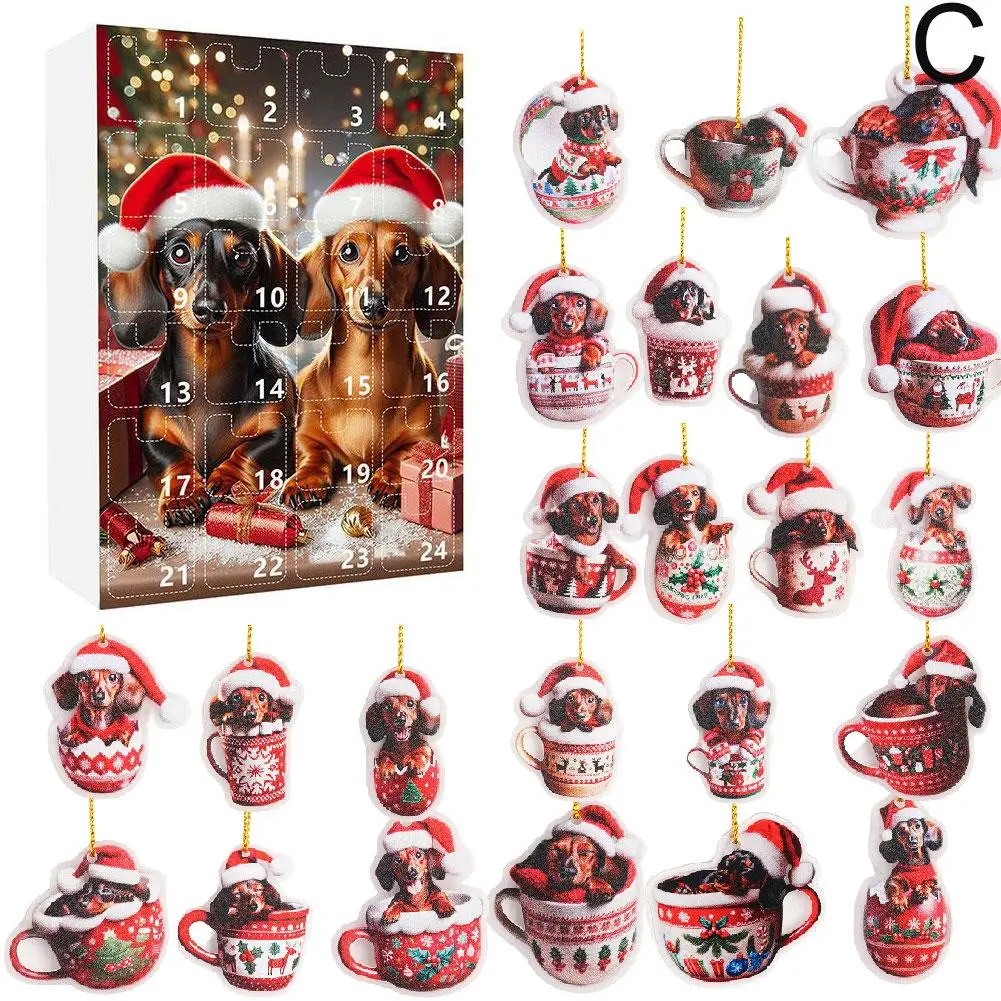 Таксы 24-дневный рождественский календарь обратного отсчета с орнаментом в виде