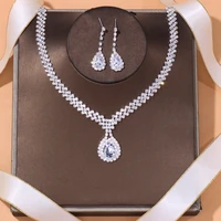2022 new arrival luxury pear bridal jwellery set for women anniversary gift jewelry wholesale j7151