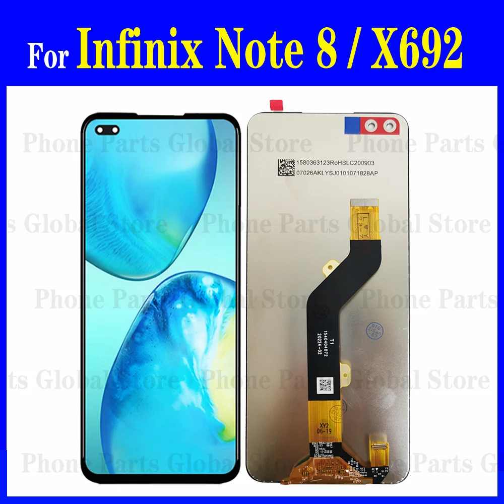 ЖК-дисплей 6,95 дюйма для Infinix Note 8 X692 с рамкой, сенсорный экран с дигитайзером, датчик в сборе, запасные части для дисплея Note8 X692