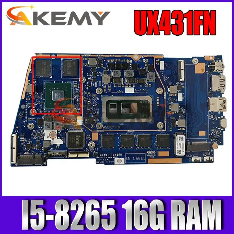 

UX431FN mainboard For ASUS UX431F UX431FN I5-8265 CPU 16G RAM laptop motherboard 100% Tested Working