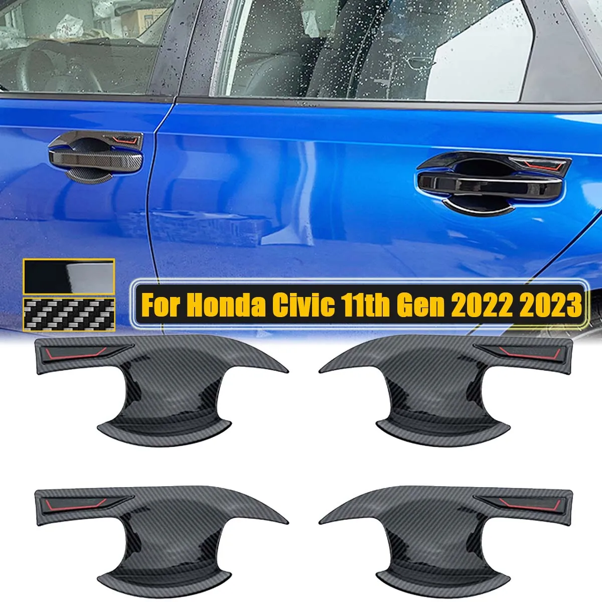 

for Honda Civic 11th Gen 2022 2023 Exterior Door Handle Bowl Cover Overlay Trim Sticker Protection Modification Car Accessories